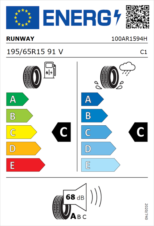 Tyre Label for Runway Enduro HP 195/65R15 91V